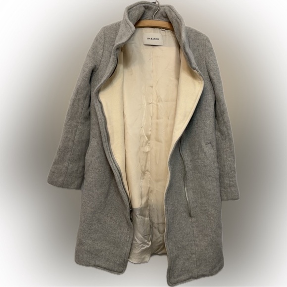 Aritzia Babaton Wool Cashmere Funnel Neck Mid-Length Coat | Heather Grey - Picture 5 of 11